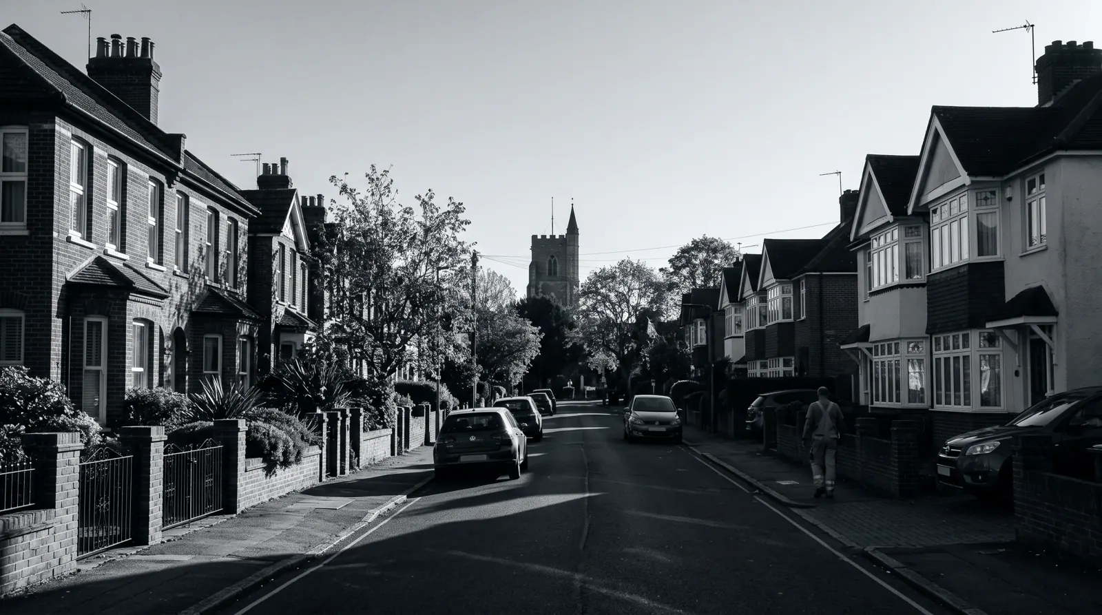 Residential street of Victorian and 1930s houses in Kent